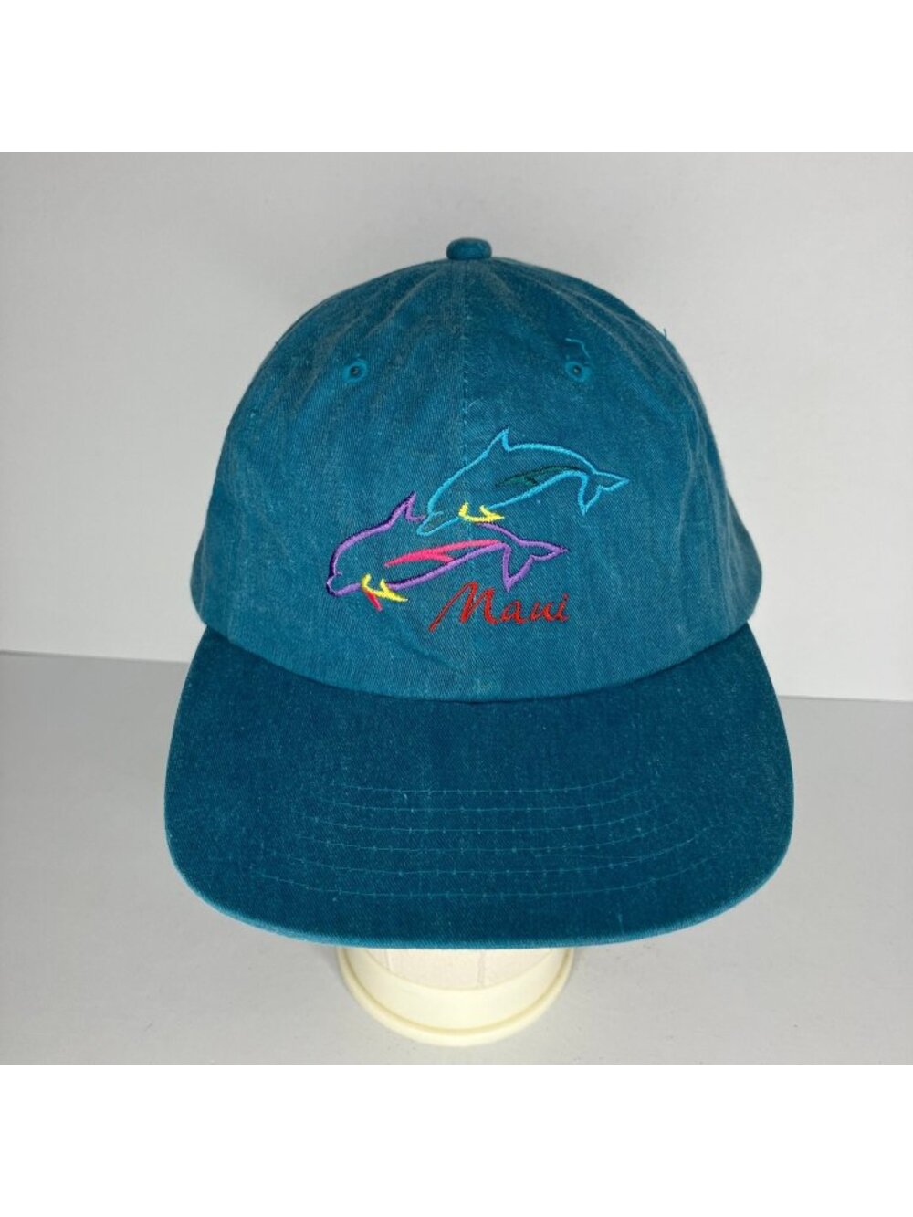 Maui Dolphin Snapback Hat Adjustable Men's Teal Aqua Embroidered Vintage Cap